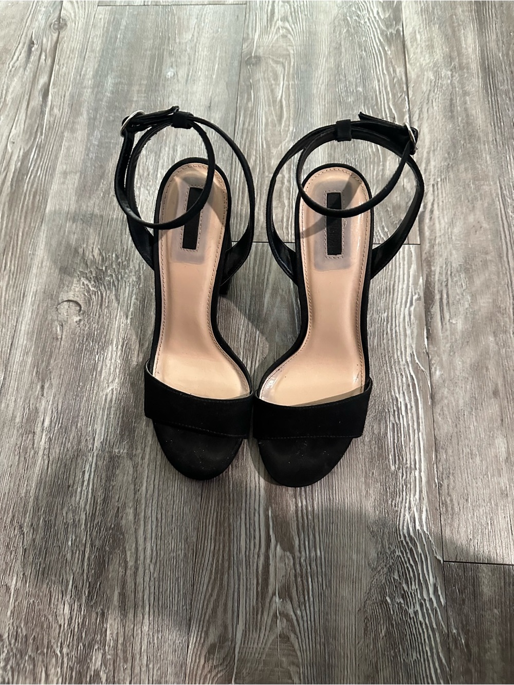 Forever 21 Black Ankle-Strap Heeled Sandals